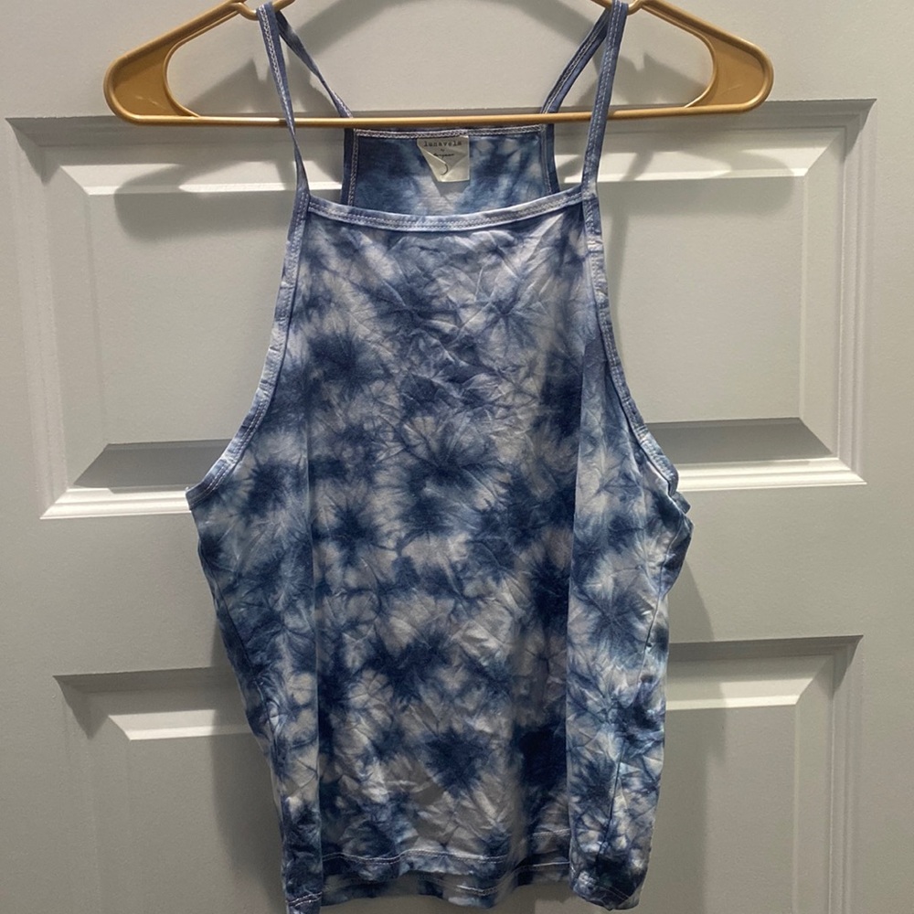Lunavela by Stargaze Blue Tie Dye Holter Tank Top Size Large